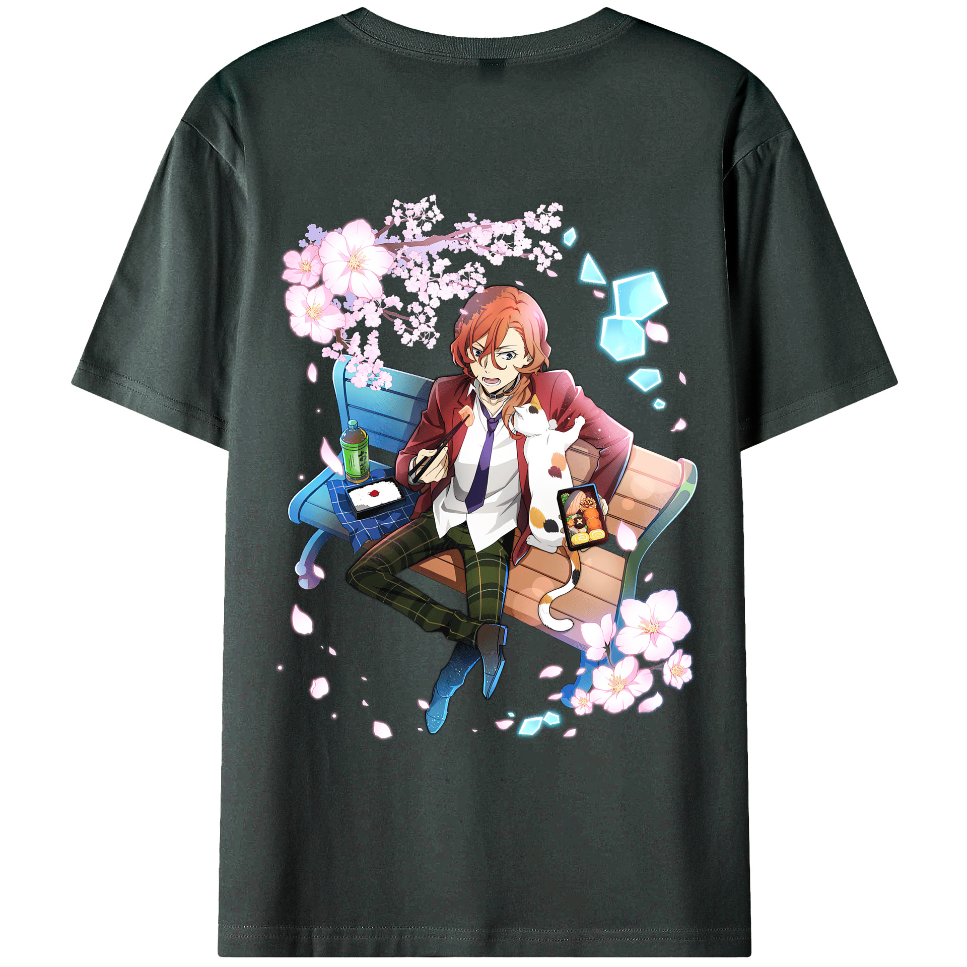 （画像用） 文豪ストレイドッグス Bungo Stray Dogs 綿100％ メンズ半袖Tシャツ（バックプリント） 通気性